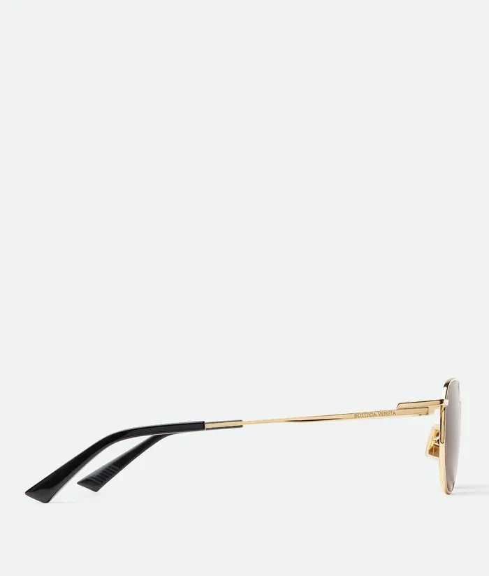 WomenMen Sunglasses Bottega Veneta Split Panthos Sunglasses Goldgrey