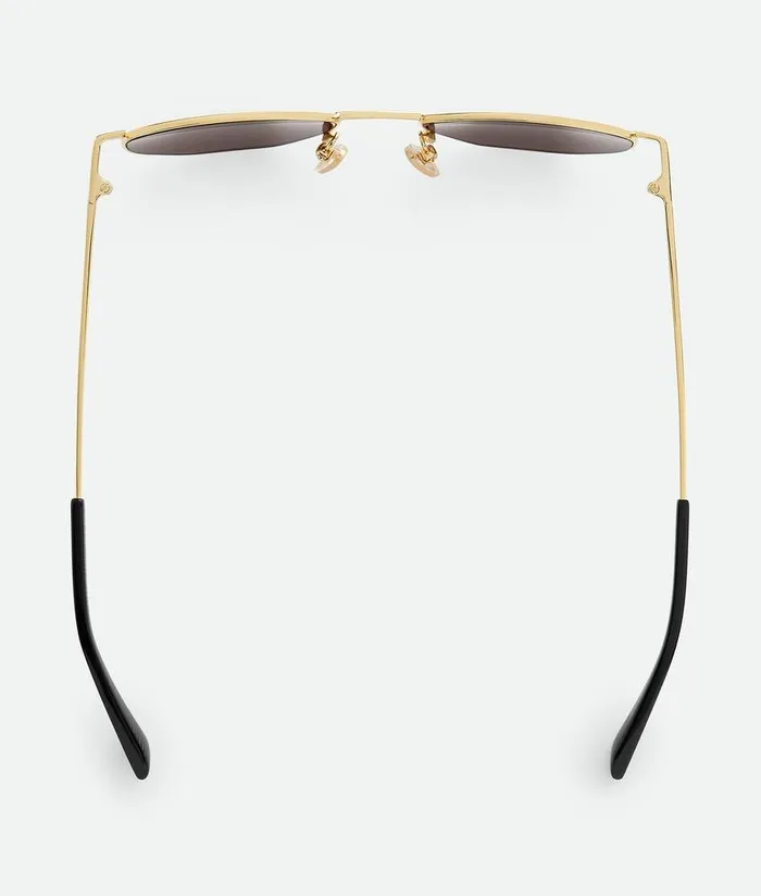 WomenMen Sunglasses Bottega Veneta Split Panthos Sunglasses Goldgrey
