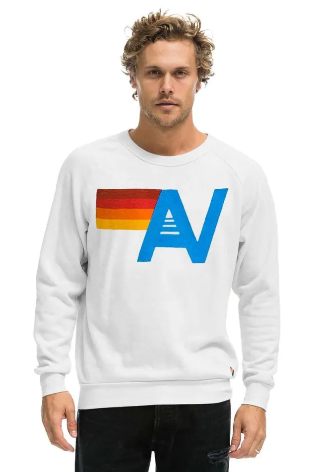 WomenMen Sweatshirts Aviator Nation Logo Sweatshirt 8211 White
