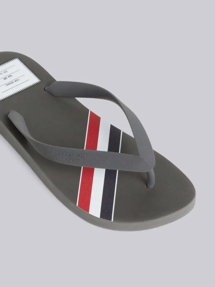 Women Molded Rubber Stripe Flip Flop Medium Grey Thom Browne Slippers and Sandals