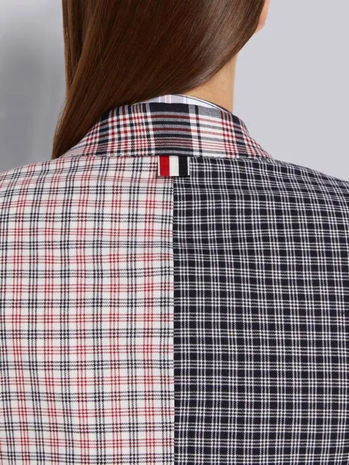 Women Multicolor Funmix Micro 4bar Check And Hairline Madras Suiting High Armhole Jacket Rwbwht Thom Browne Jackets