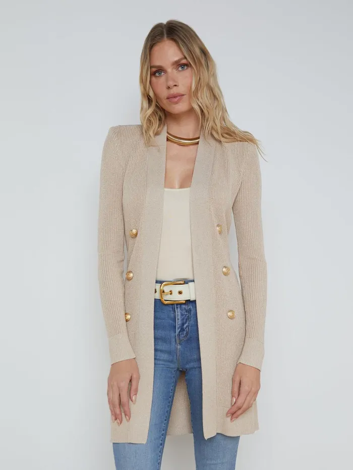 Women Noe DoubleBreasted Cardigan Pecan L039Agence Blazers and Jackets New