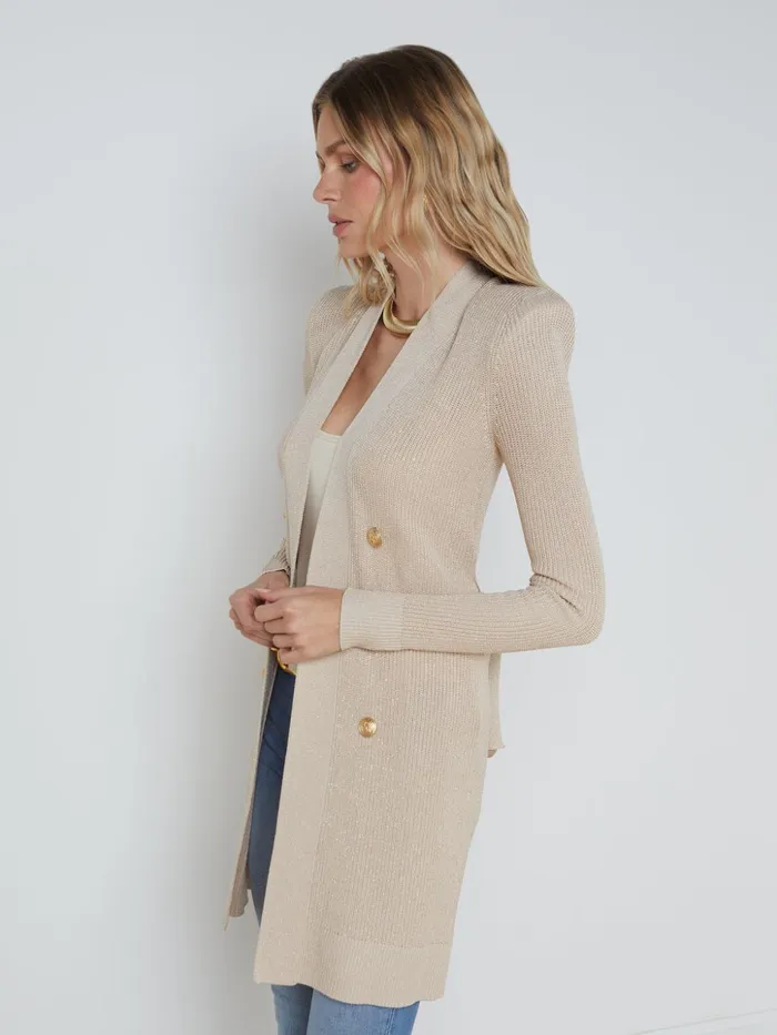 Women Noe DoubleBreasted Cardigan Pecan L039Agence Blazers and Jackets New