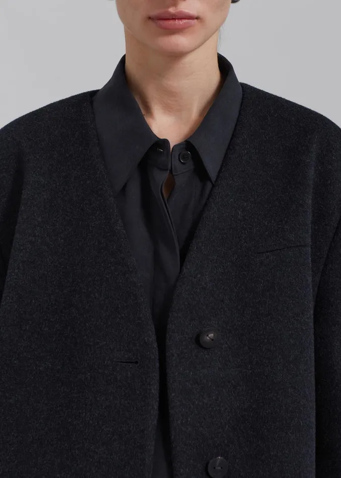 Women Outerwear The Frankie Shop Abina Collarless Blazer 8211 Charcoal