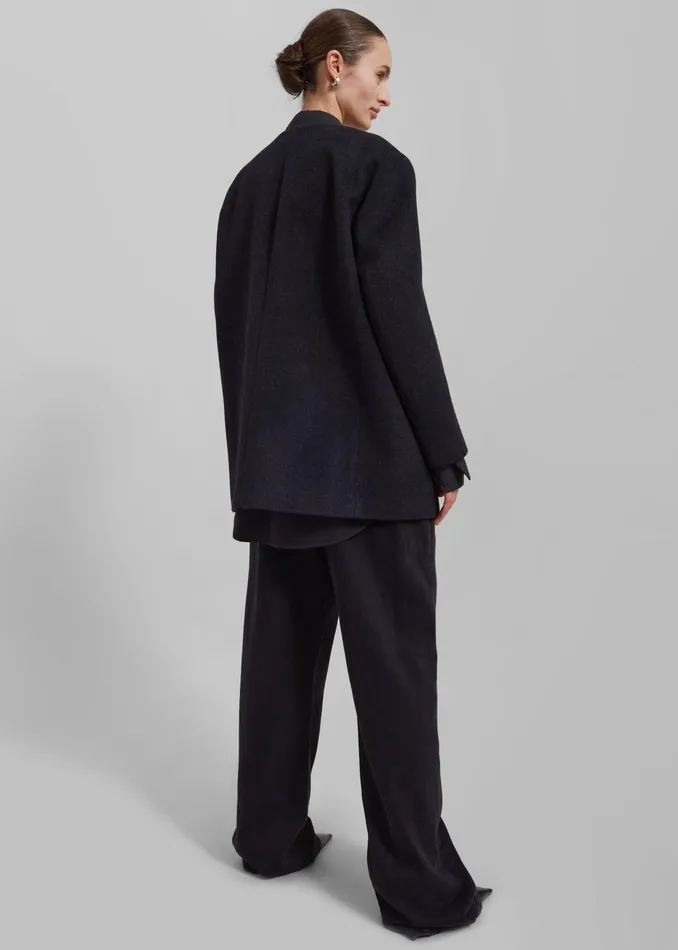Women Outerwear The Frankie Shop Abina Collarless Blazer 8211 Charcoal
