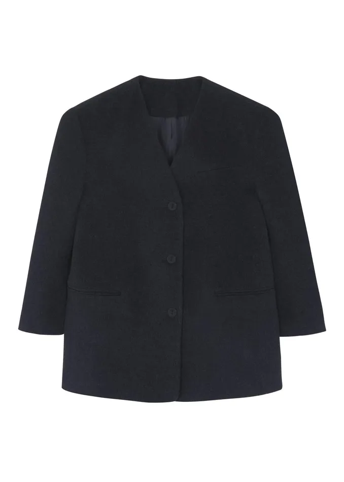 Women Outerwear The Frankie Shop Abina Collarless Blazer 8211 Charcoal