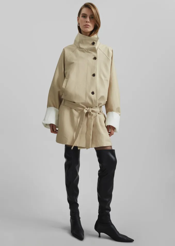 Women Outerwear The Frankie Shop Alberta Short Trench 8211 Beige