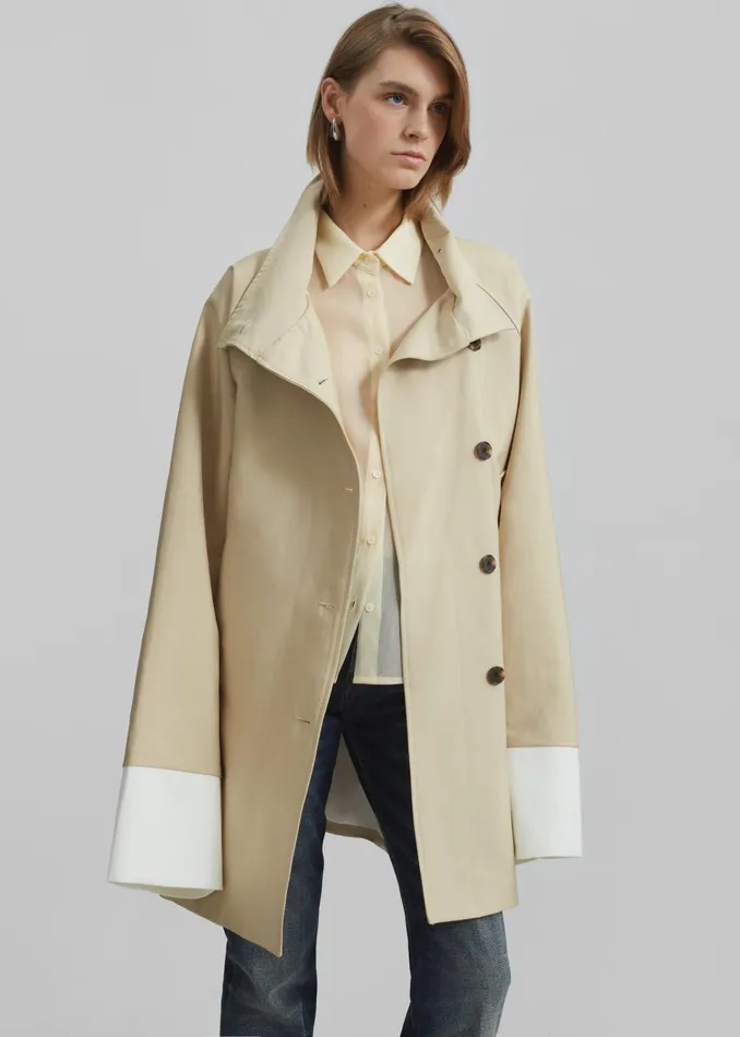 Women Outerwear The Frankie Shop Alberta Short Trench 8211 Beige