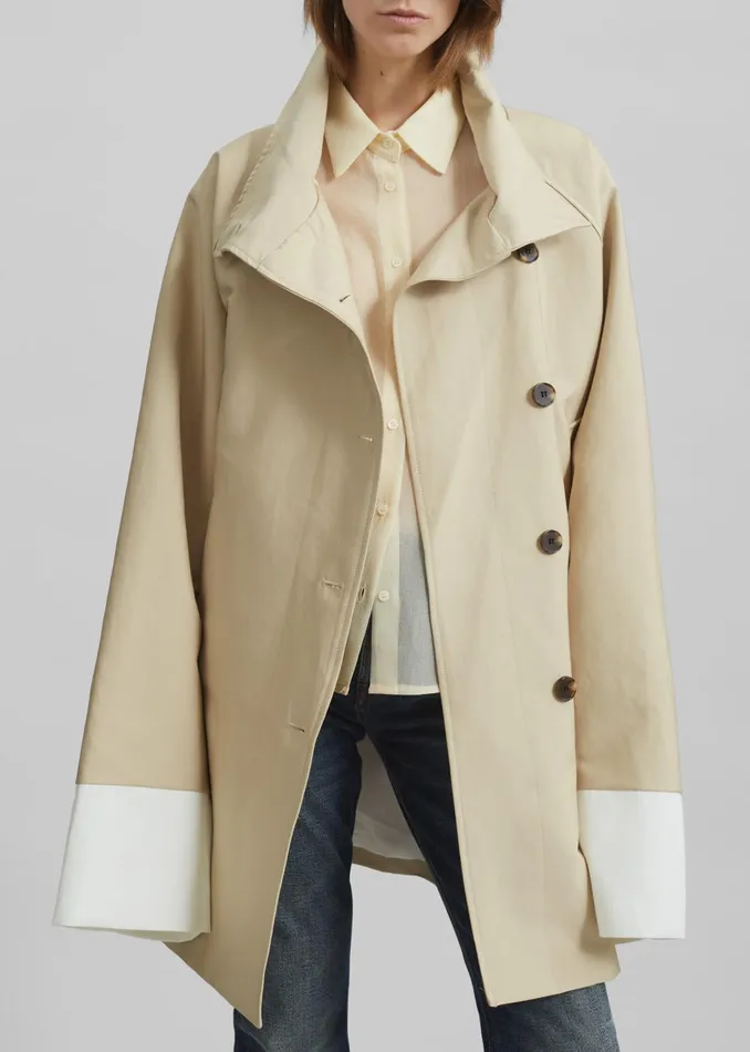 Women Outerwear The Frankie Shop Alberta Short Trench 8211 Beige