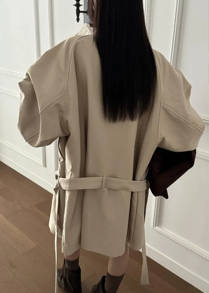 Women Outerwear The Frankie Shop Alberta Short Trench 8211 Beige