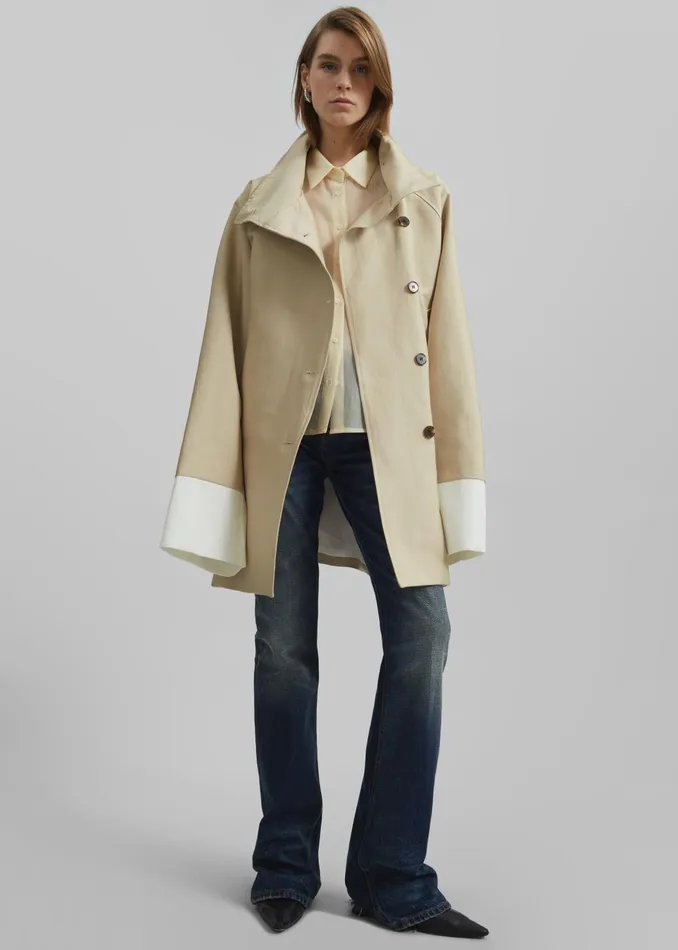 Women Outerwear The Frankie Shop Alberta Short Trench 8211 Beige
