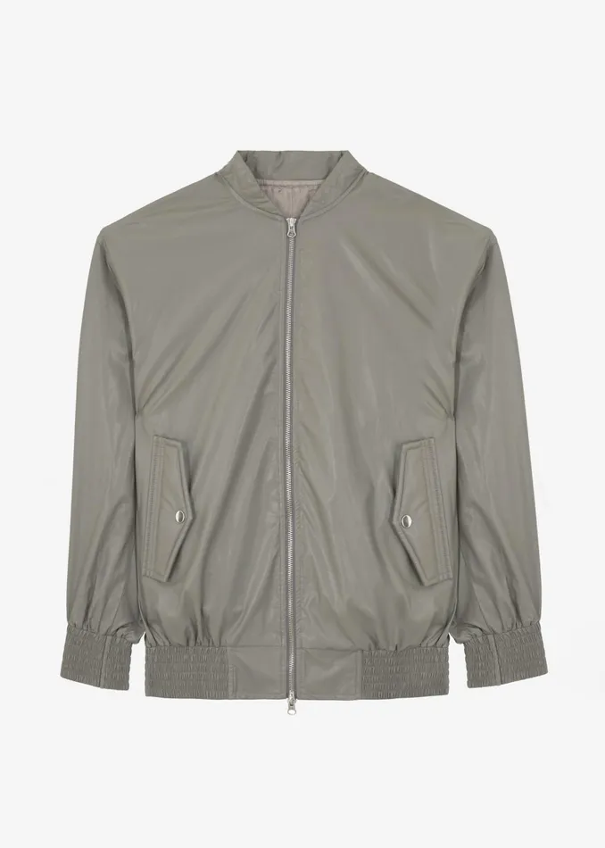 Women Outerwear The Frankie Shop Amber Faux Leather Bomber 8211 Khaki