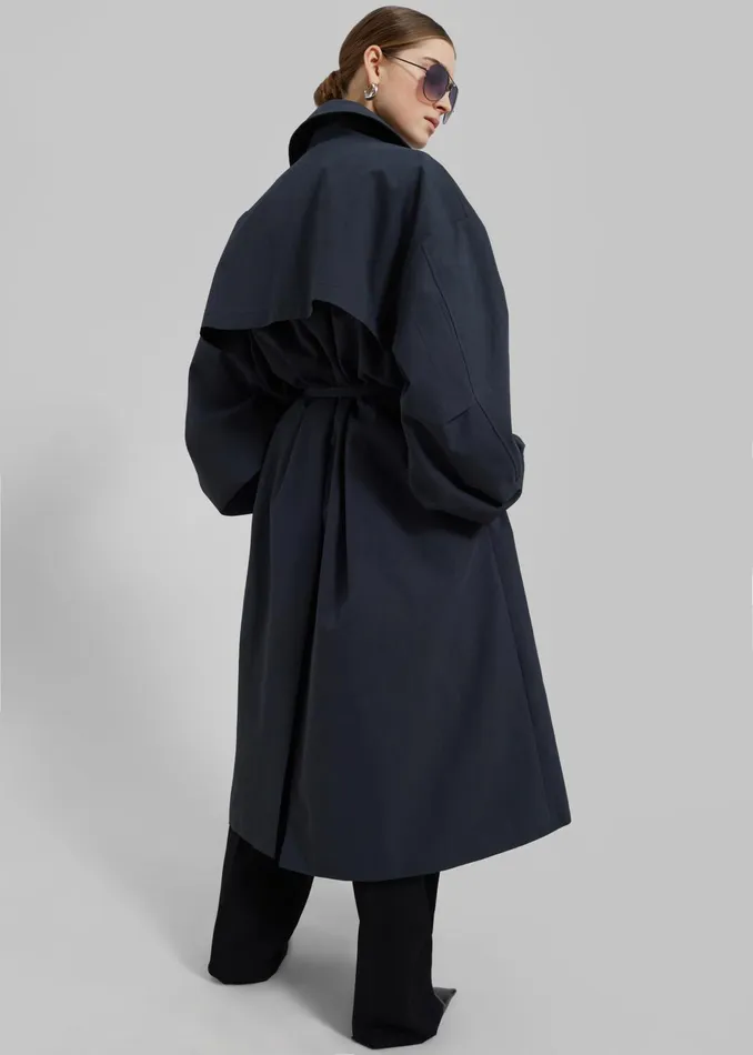 Women Outerwear The Frankie Shop Anika Double Breasted Trench Coat 8211 Navy