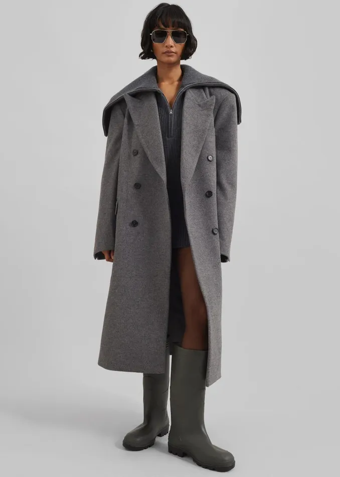 Women Outerwear The Frankie Shop Birnam Wool Coat 8211 Grey