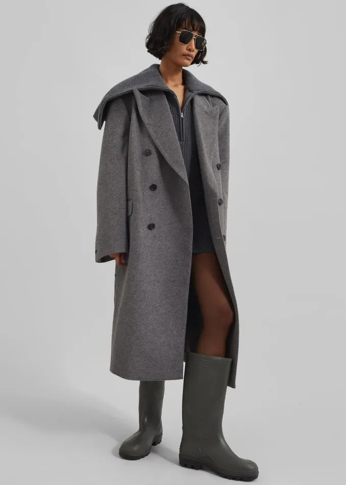 Women Outerwear The Frankie Shop Birnam Wool Coat 8211 Grey
