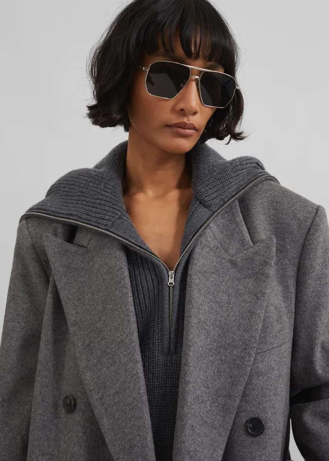 Women Outerwear The Frankie Shop Birnam Wool Coat 8211 Grey