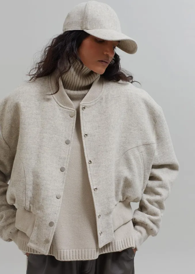 Women Outerwear The Frankie Shop Debbie Wool Bomber 8211 Taupe Melange