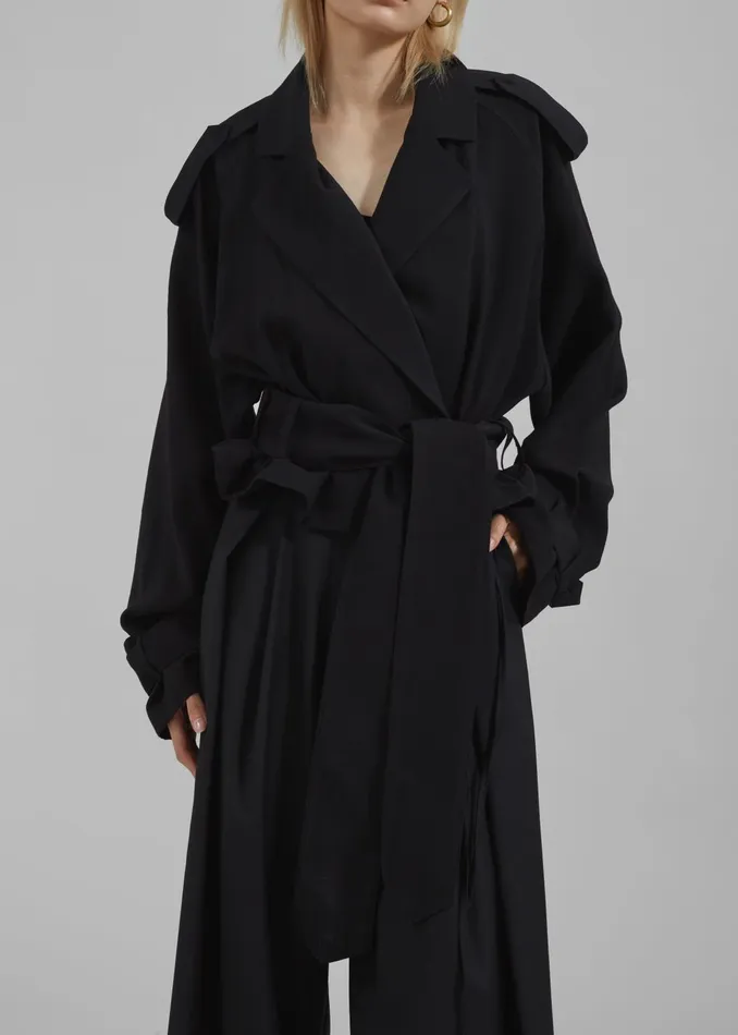 Women Outerwear The Frankie Shop Faven Cropped Trench 8211 Black