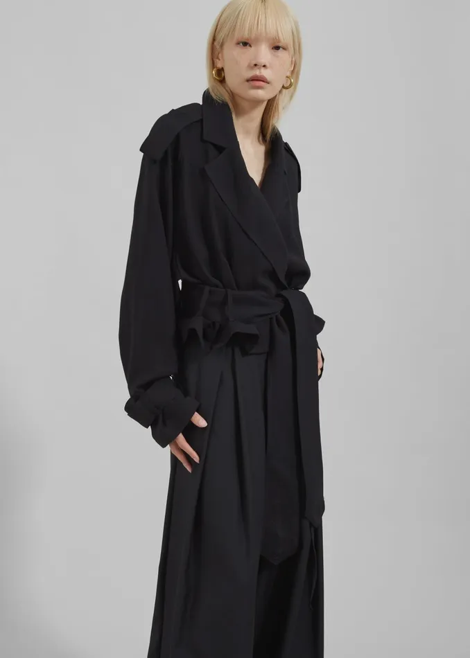 Women Outerwear The Frankie Shop Faven Cropped Trench 8211 Black