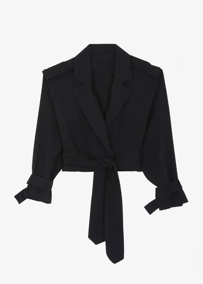 Women Outerwear The Frankie Shop Faven Cropped Trench 8211 Black