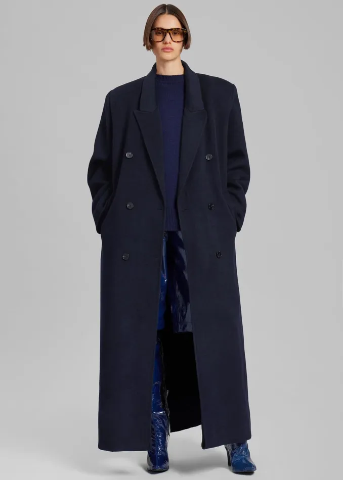 Women Outerwear The Frankie Shop Gaia Double Breasted Coat 8211 Navy