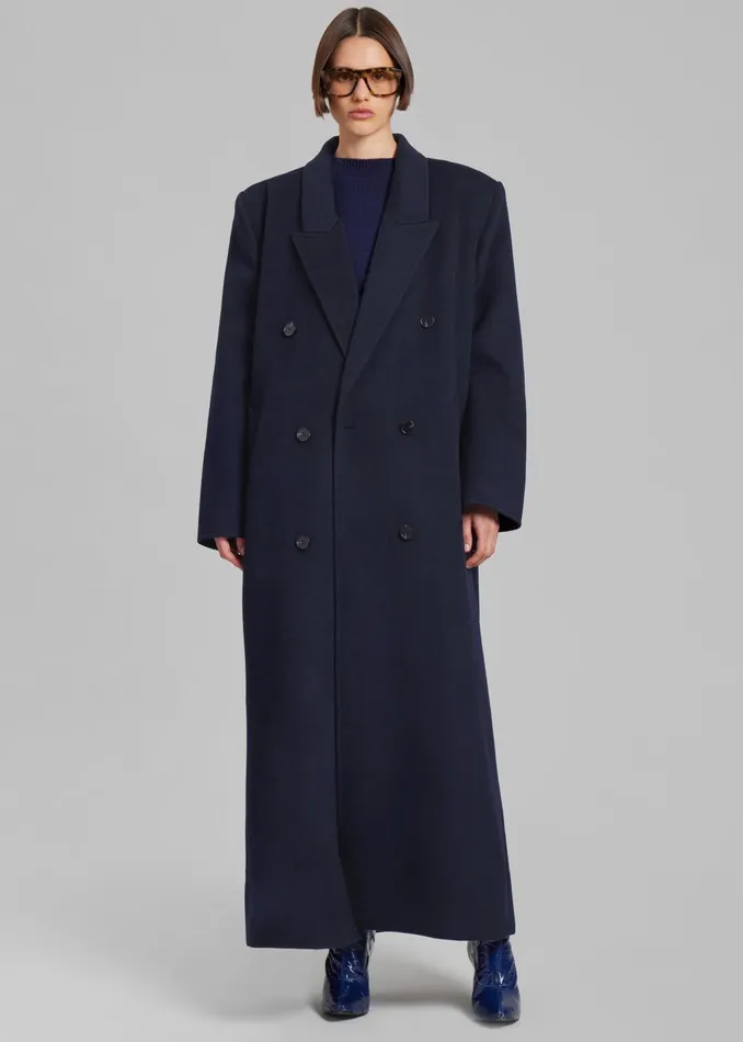 Women Outerwear The Frankie Shop Gaia Double Breasted Coat 8211 Navy