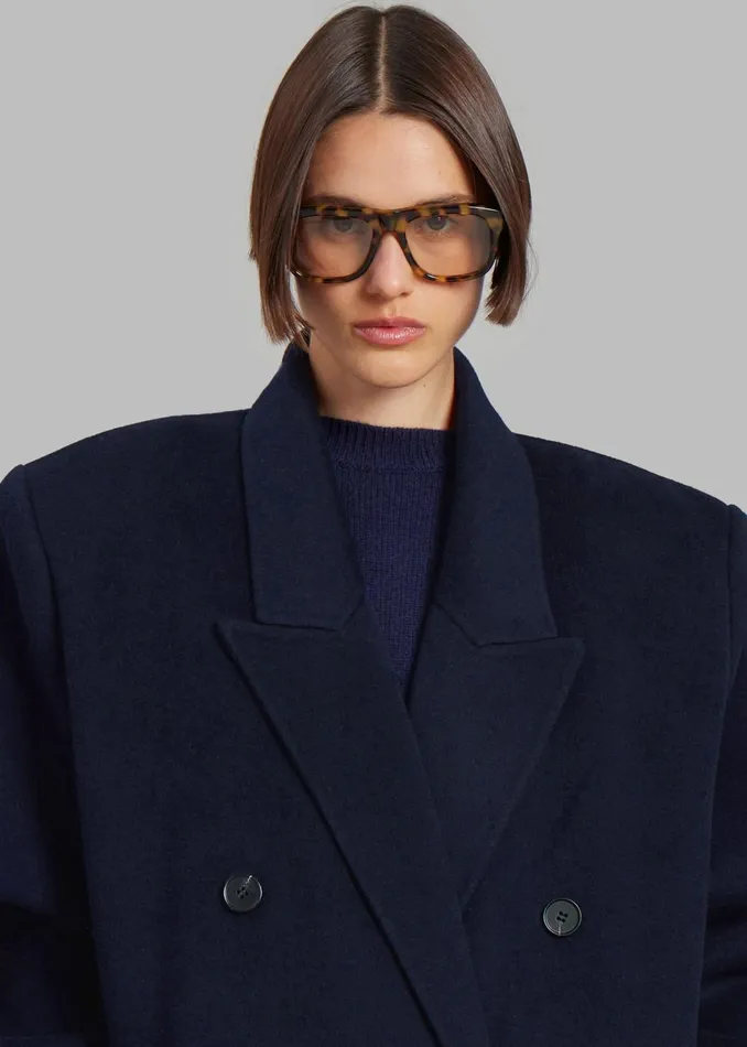Women Outerwear The Frankie Shop Gaia Double Breasted Coat 8211 Navy