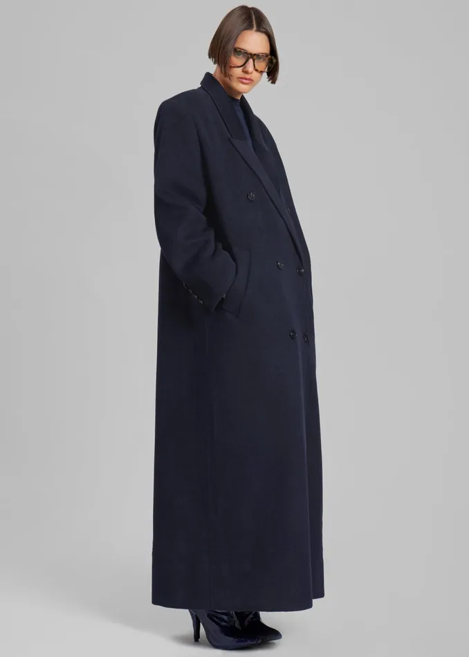 Women Outerwear The Frankie Shop Gaia Double Breasted Coat 8211 Navy