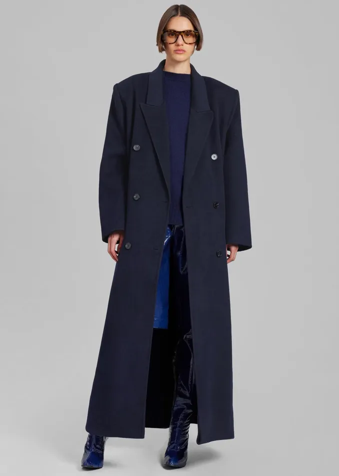 Women Outerwear The Frankie Shop Gaia Double Breasted Coat 8211 Navy