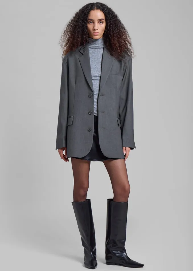 Women Outerwear The Frankie Shop Gelso Oversized Blazer 8211 Dark Grey Melange