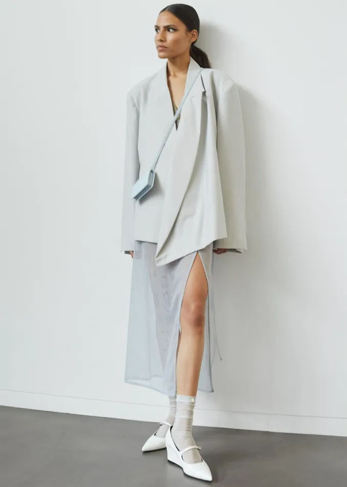 Women Outerwear The Frankie Shop Geneva Wrap Blazer 8211 Grey