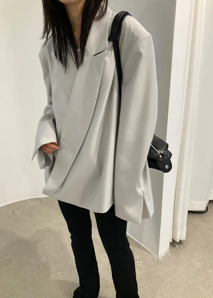 Women Outerwear The Frankie Shop Geneva Wrap Blazer 8211 Grey