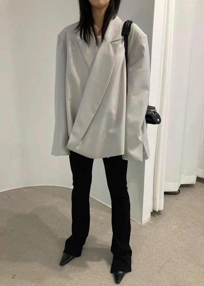 Women Outerwear The Frankie Shop Geneva Wrap Blazer 8211 Grey