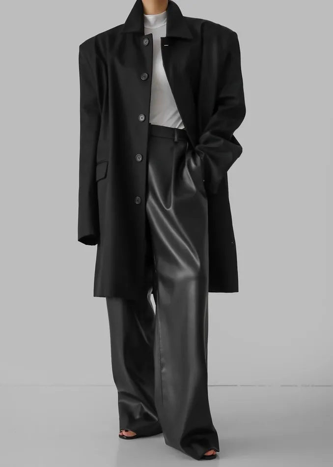 Women Outerwear The Frankie Shop Ghent Padded Shoulder Trench 8211 Black