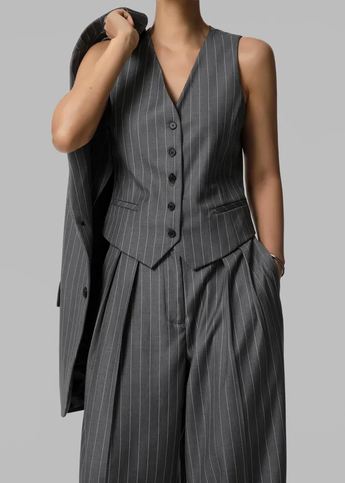 Women Outerwear The Frankie Shop Holland Suit Vest 8211 CharcoalWhite Pinstripe
