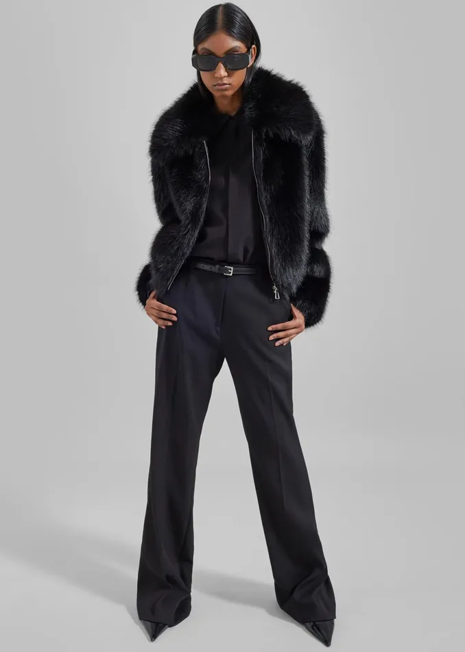 Women Outerwear The Frankie Shop Hope Faux Fur Jacket 8211 Black