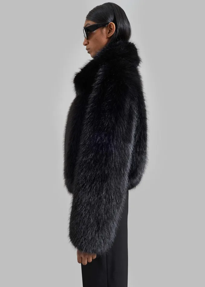 Women Outerwear The Frankie Shop Hope Faux Fur Jacket 8211 Black
