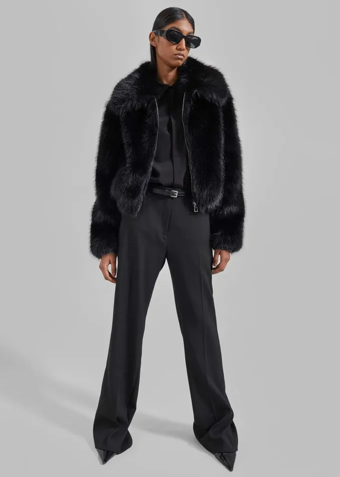 Women Outerwear The Frankie Shop Hope Faux Fur Jacket 8211 Black