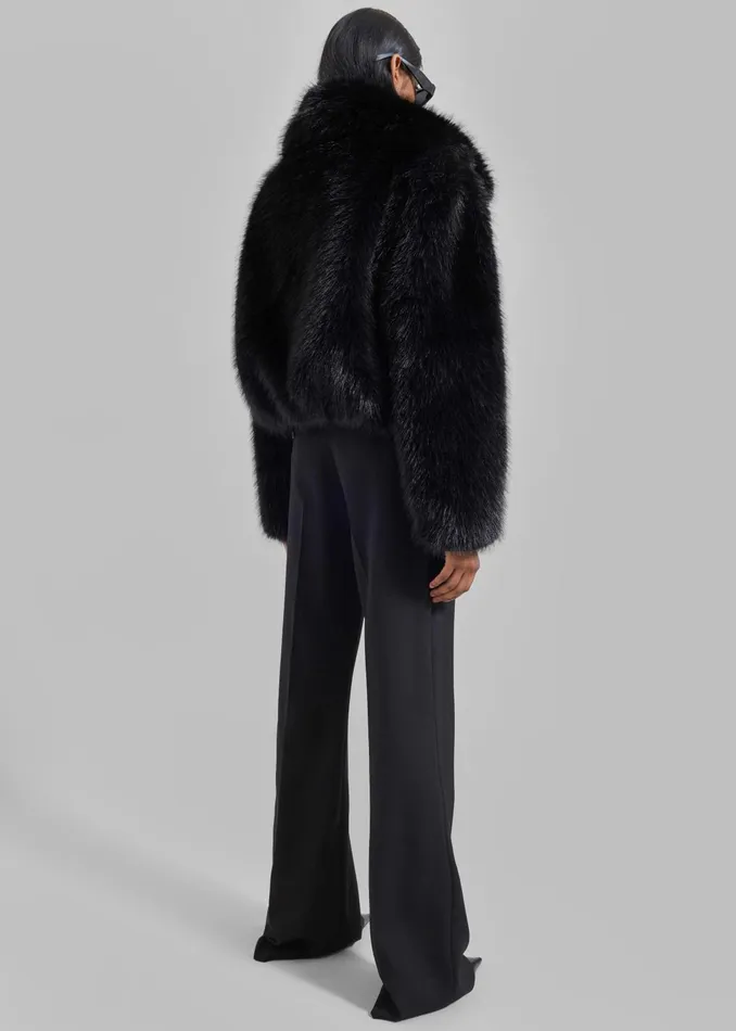 Women Outerwear The Frankie Shop Hope Faux Fur Jacket 8211 Black