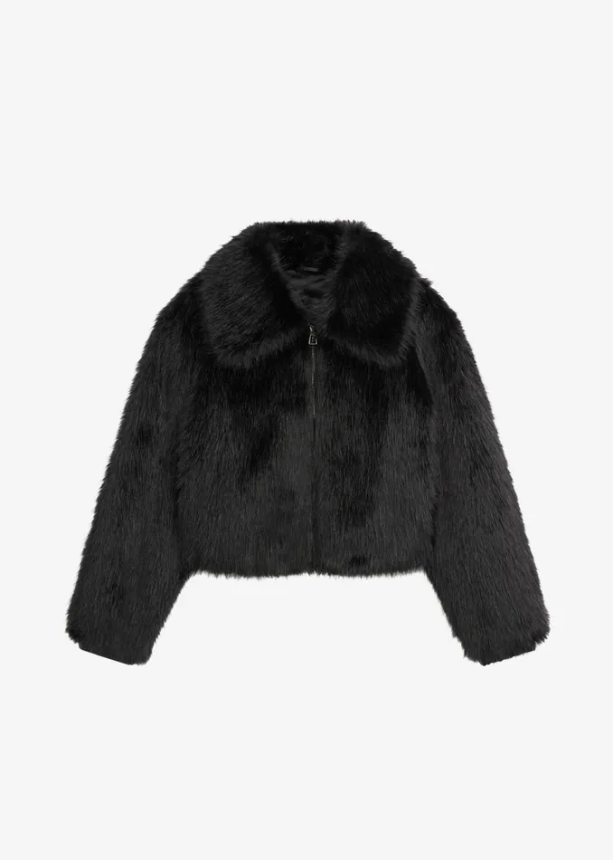 Women Outerwear The Frankie Shop Hope Faux Fur Jacket 8211 Black