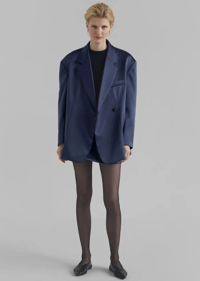 Women Outerwear The Frankie Shop Jo Satin Blazer 8211 Navy