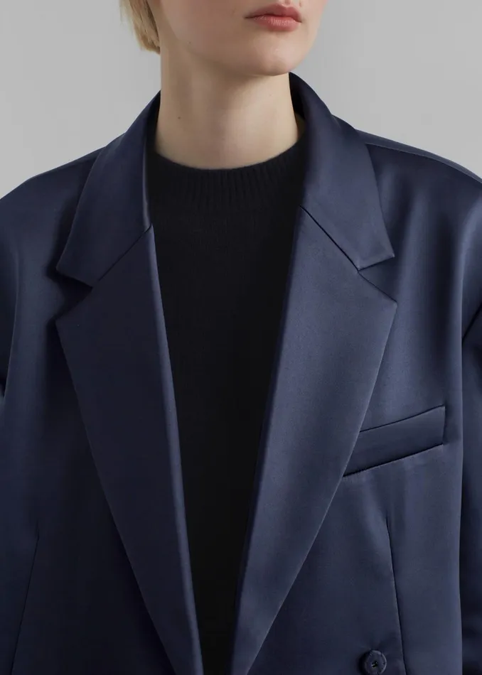 Women Outerwear The Frankie Shop Jo Satin Blazer 8211 Navy