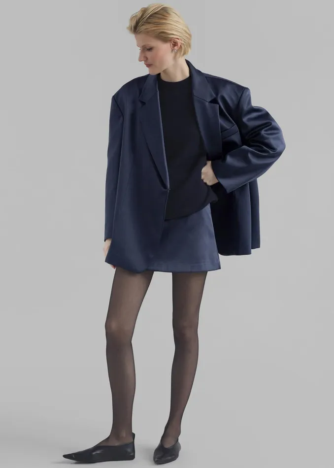 Women Outerwear The Frankie Shop Jo Satin Blazer 8211 Navy