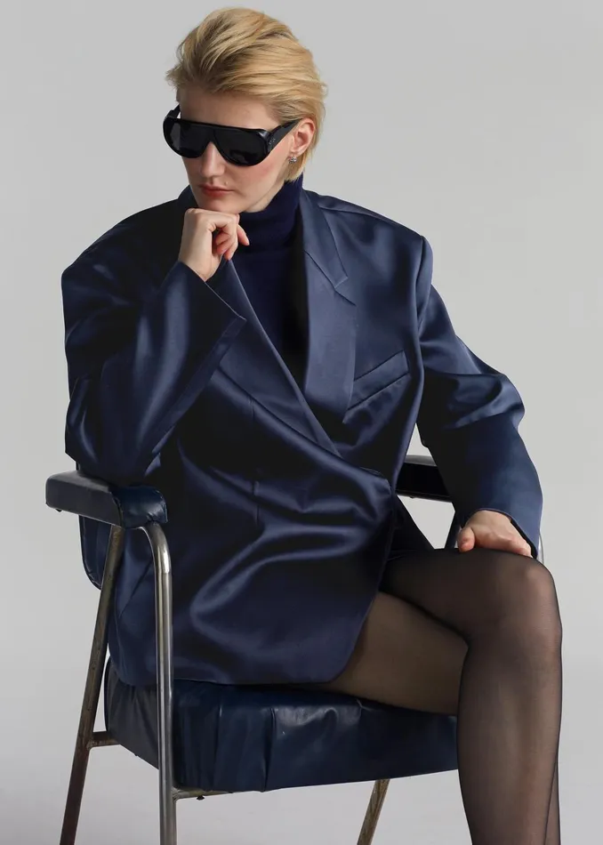 Women Outerwear The Frankie Shop Jo Satin Blazer 8211 Navy