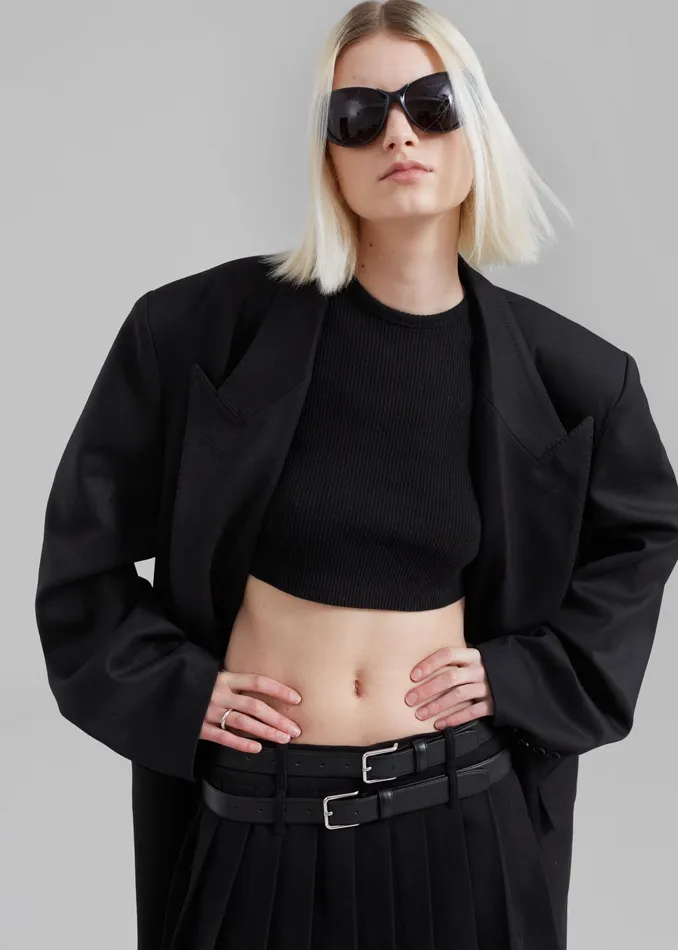 Women Outerwear The Frankie Shop London Double Breasted Coat 8211 Black