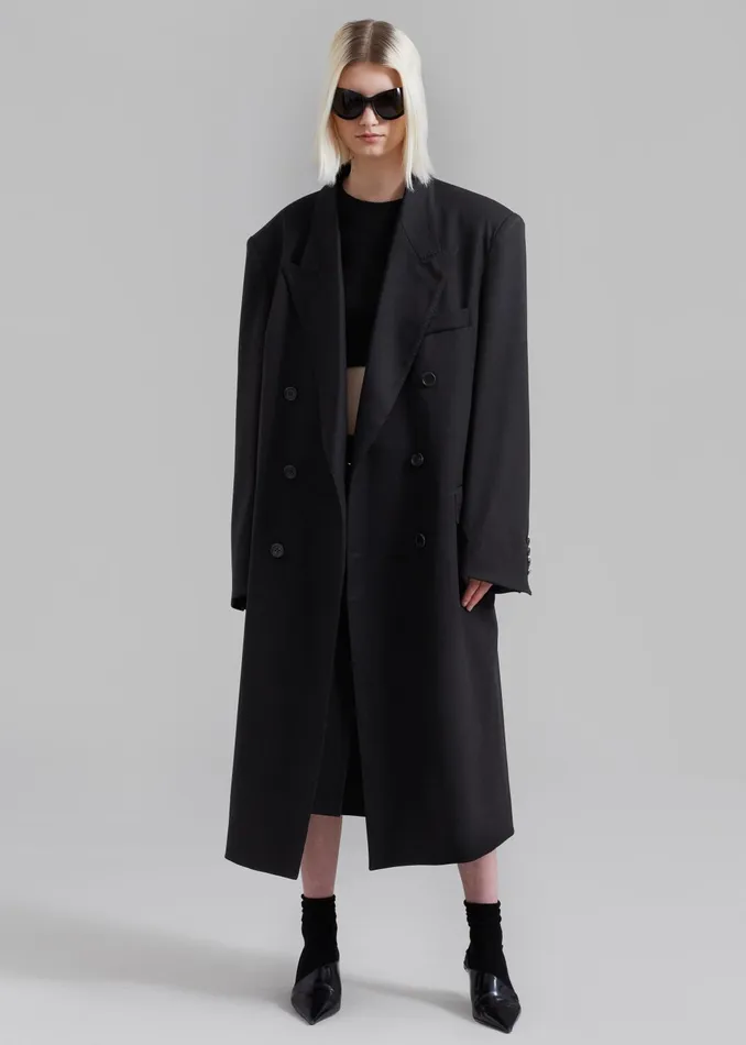 Women Outerwear The Frankie Shop London Double Breasted Coat 8211 Black