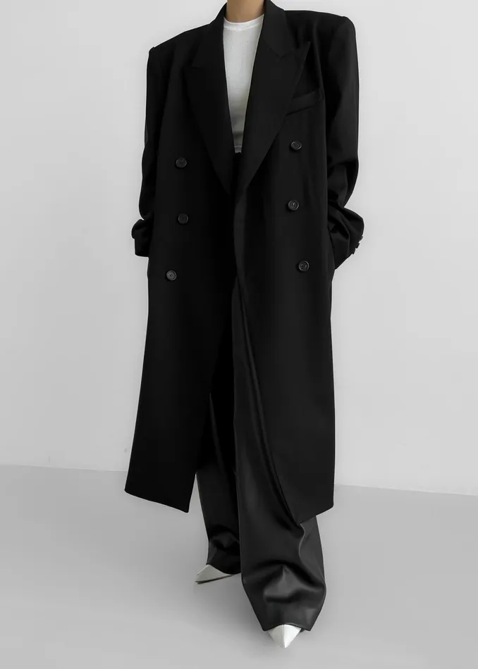 Women Outerwear The Frankie Shop London Double Breasted Coat 8211 Black