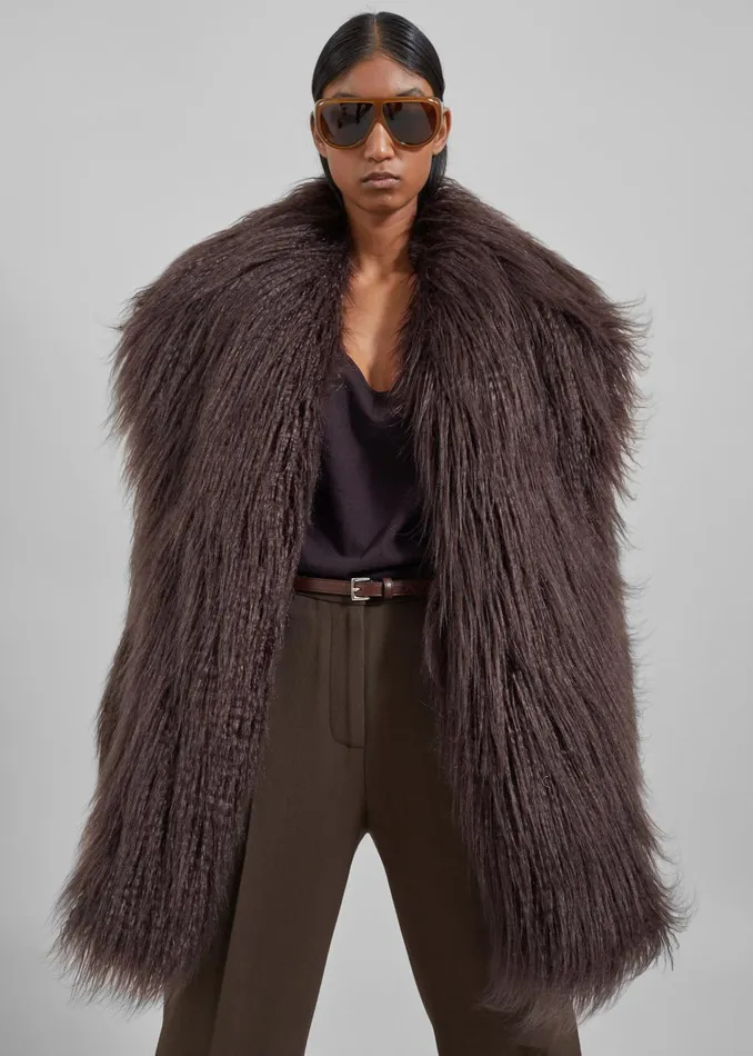 Women Outerwear The Frankie Shop Miley Faux Fur Jacket 8211 Brown