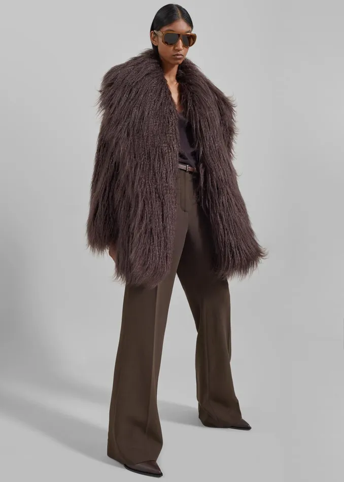 Women Outerwear The Frankie Shop Miley Faux Fur Jacket 8211 Brown