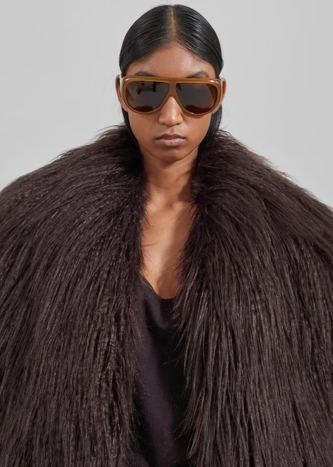 Women Outerwear The Frankie Shop Miley Faux Fur Jacket 8211 Brown